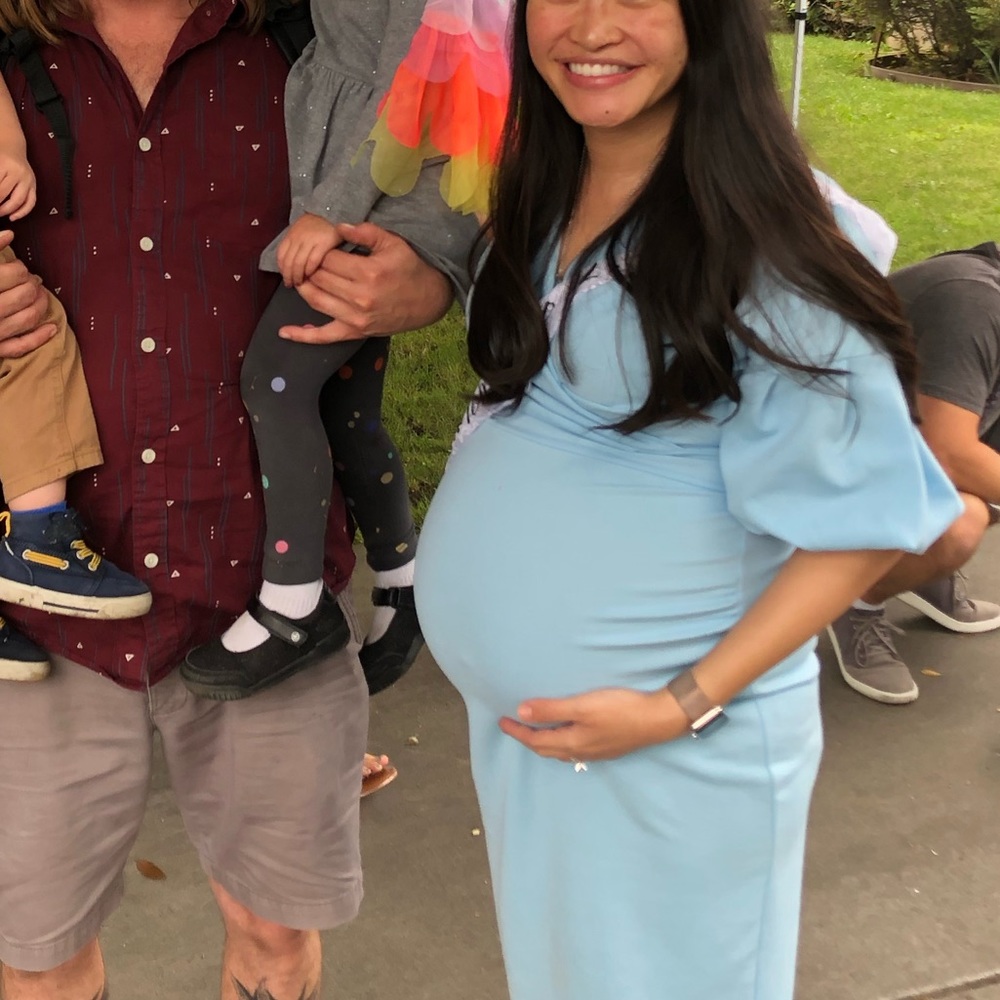 Maternity Off The Shoulder Wrap Midi Dress